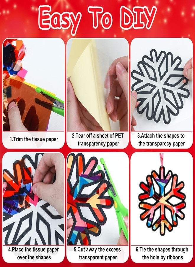 EggSun 36 Sets Christmas Snowflake Suncatchers Craft Kit for Kids Ornaments Stained Glass Effect Window Arts and Crafts Kit for Classroom Holiday Birthday Projects Home Favors Decorations Ages 4 8 12 - Image 3